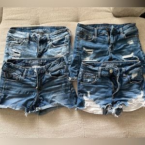 4 AEO next level & super stretch jean shorts bundle all size 0